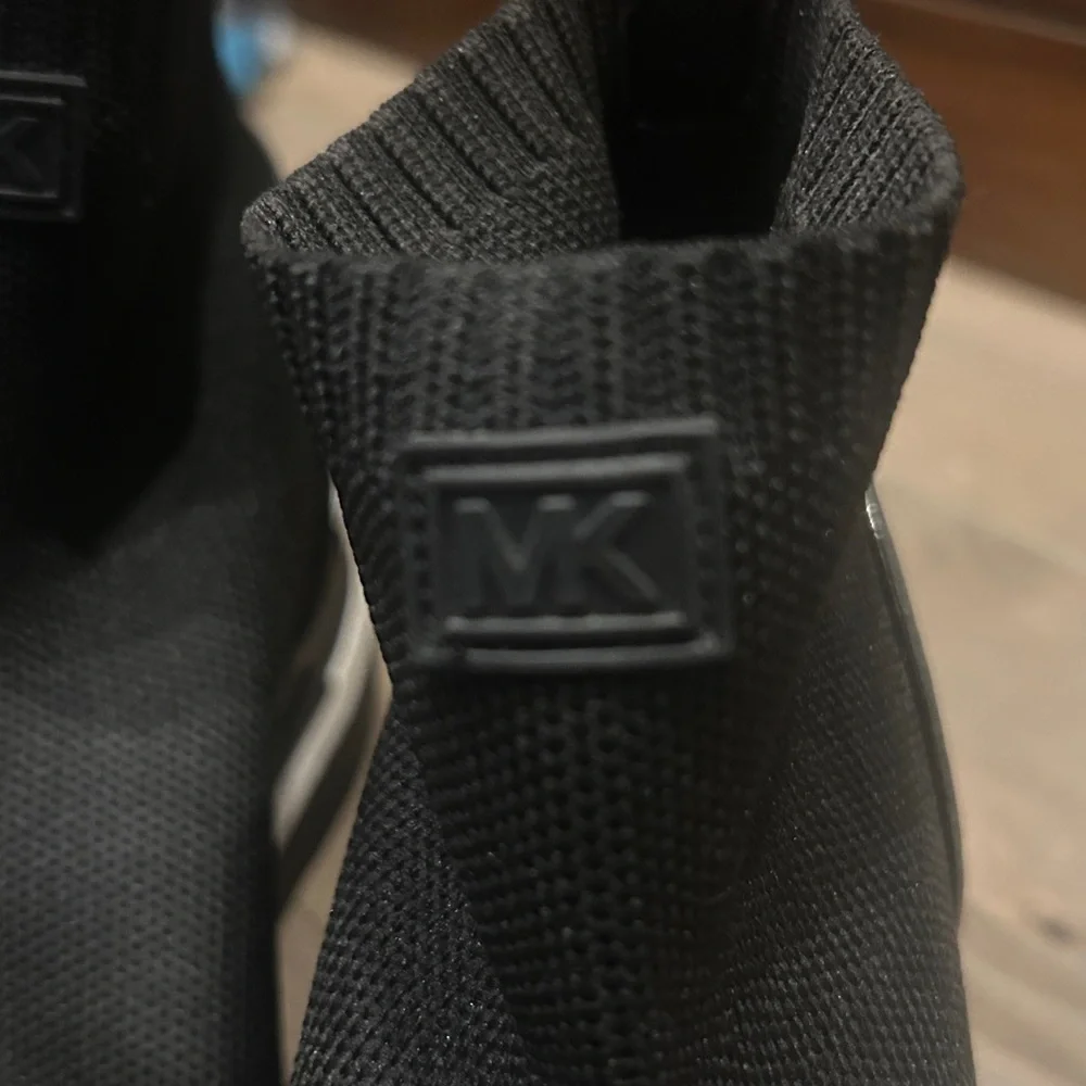 Michael Kors Black Knit Sneakers with Silver Details